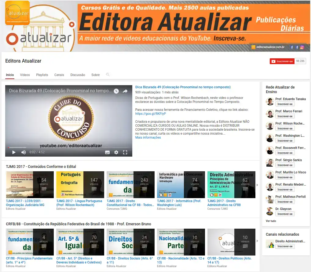 Editora Atualizar - Cursos gratuitos e completos sobre Direito no You Tube